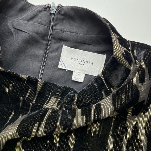 Tuckernuck Pomander Place Black Velvet Gold Metallic Burnout Midi Dress 14 Party - Picture 12 of 12